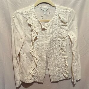 J. Crew Ivory Eyelet Ruffle Top never worn